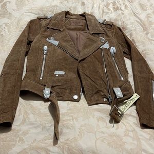 Blanknyc suede moto jacket camel